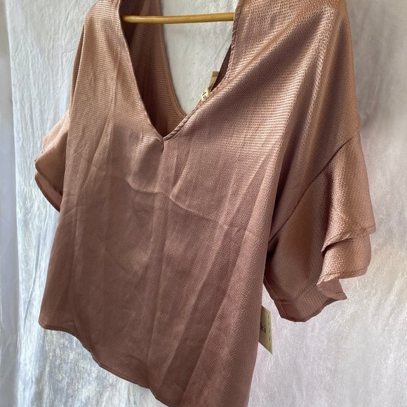 MERKI Silky Champagne Pink Blouse NEW - Picture 4 of 8
